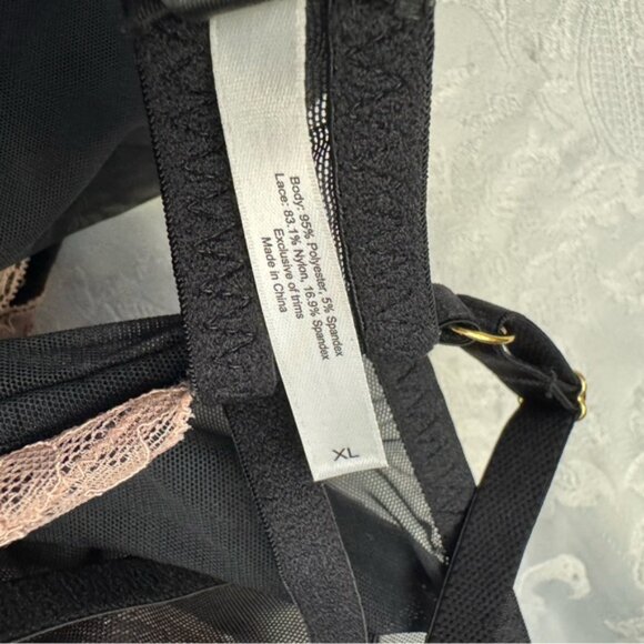 Adore Me XL Underwire Padded Push Up Teddy Garter Bra Corset Neglige Black Pink - Picture 4 of 7